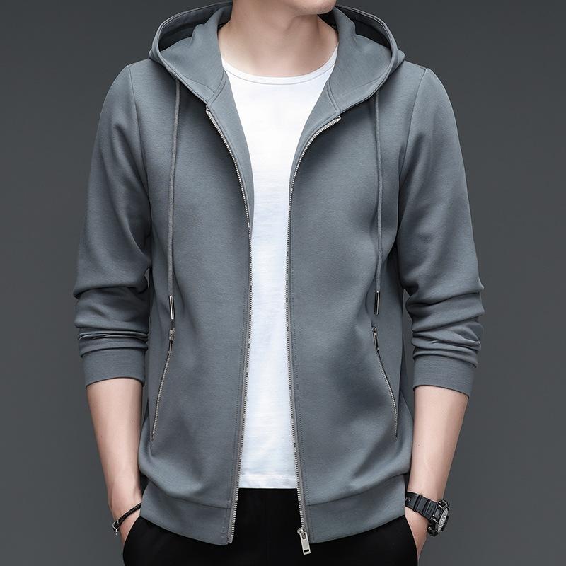 

Весенняя мужская толстовка, спортивная однотонная куртка, свободный повседневный мужской универсальный кардиган с капюшоном 4XL серый