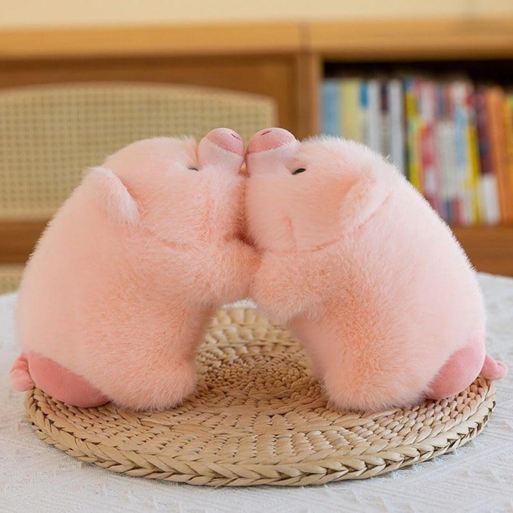 Süßes Schwein Plüschtier mit Apfel - Klein, Beruhigendes Tier, Geschenk zum Geburtstag, Spielzeug, Tierpuppe, Weiches Polyester, Schlafzimmerdekoration, Weihnachten,