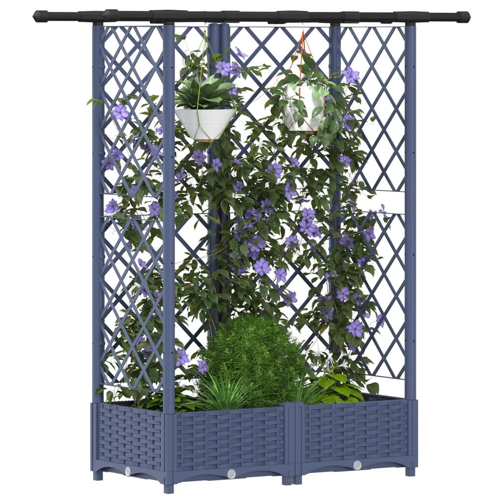 Elevated Planter with Trellis and Hanging Roof Gray 124 X 40 X 123 Cm PP