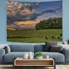 Rustic Style Pastoral Tapestry Clouds and Meadows Wall Art for Living Room Bedroom Warm Home Decor