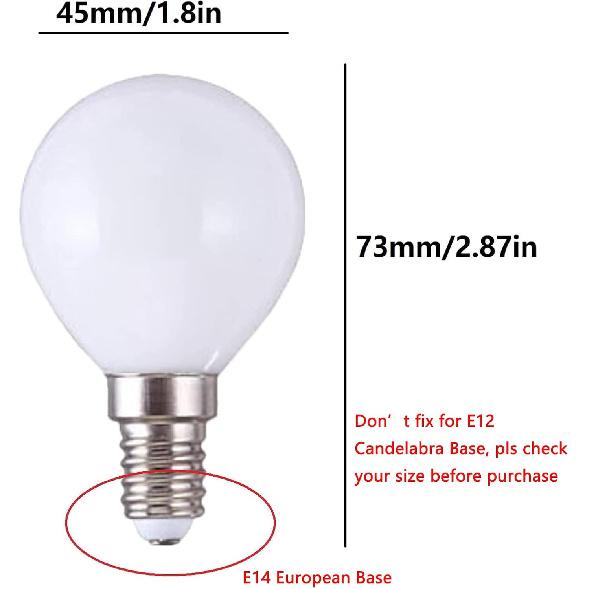 G45 LED Bulb 5W Globe Vanity Light Bulb E14 Candelabra Base 50W Equivalent Warm White 3000K LED Round Light Bulb 500LM for Makeup Mirror Bathroom