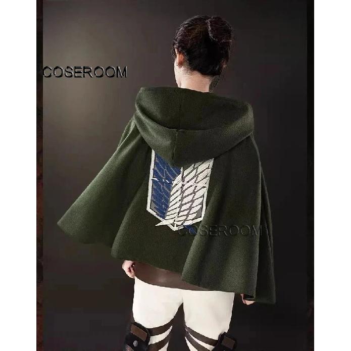 COSEROOM-SR Tmavě zelený plášť Průzkumného pluku s výšivkou Útok na Titány Shingeki no Kyojin Eren Levi Ackerman Cosplay Kostým