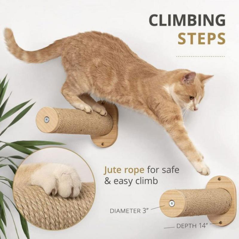 Katzenregal Wandhängematte Kletterregale Massivholzstufen Sisalseil Katzenleiter Haustiermöbel Aktivität Wohnungskatzen Wandmöbel