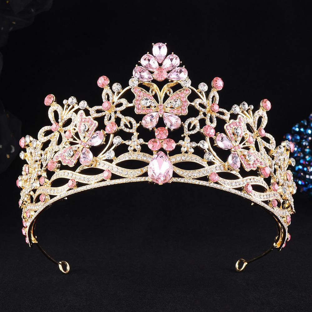 DIEZI Luxury Butterfly AB Rhinestone Crystal Tiara For Women Wedding Party Elegant Bridal Bride Crown Jewelry Hair Accessories