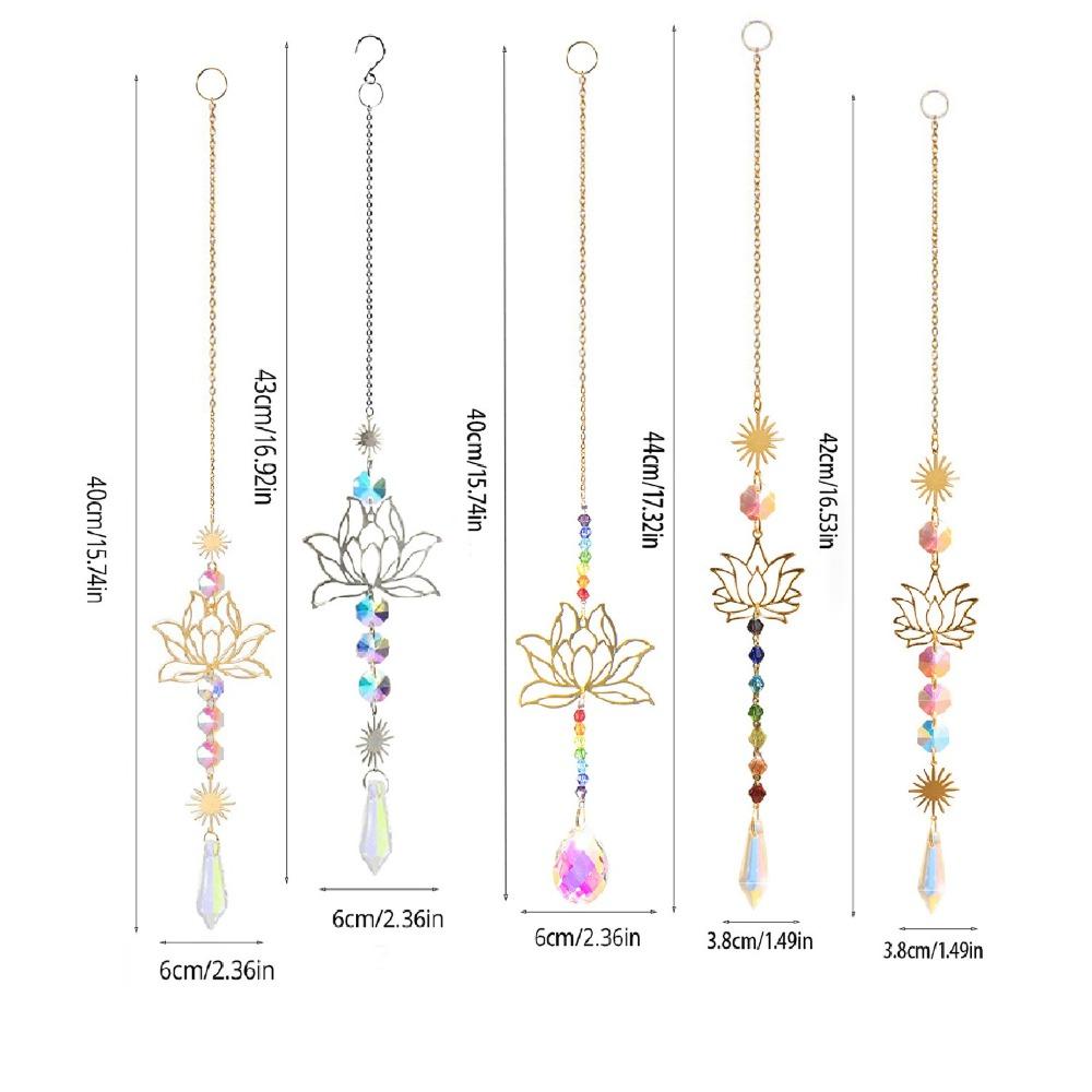Crystal Lotus Hanging Wind Chimes Stained Glass Suncatcher Sun Catcher Window Drop Bell Balcony Yard Aesthetic Landscape