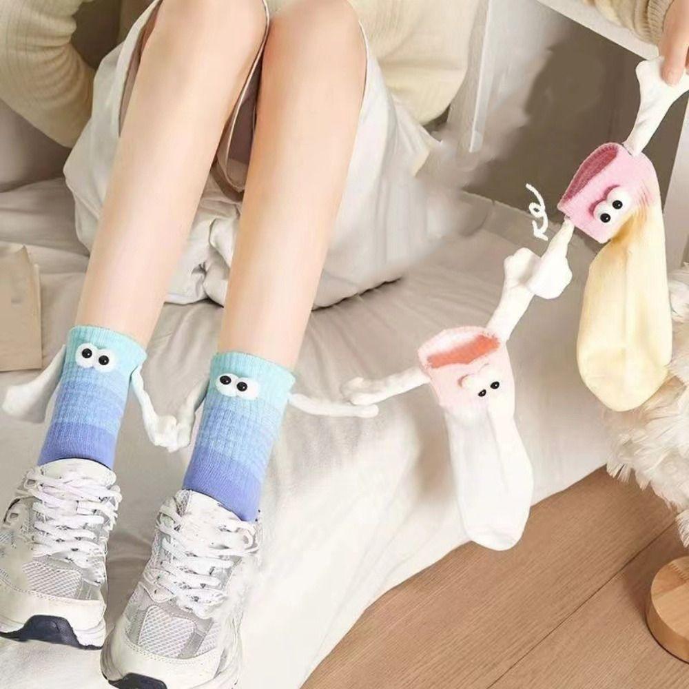 

Gradient Color Magnetic Socks Eyes Hand in Hand Socks Hosiery Tube Socks Women Friends 5 Pairs