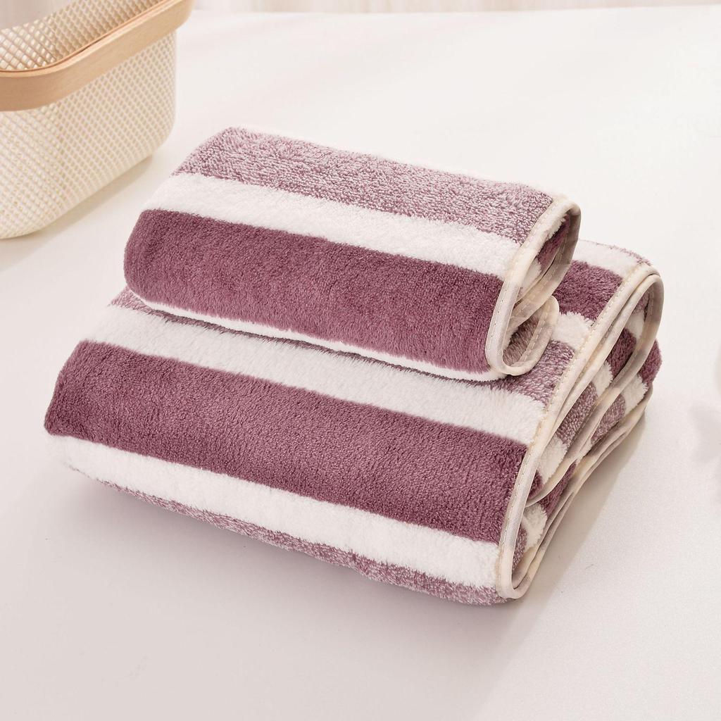 Soft Coral Fleece Absorbent Couple Bath Towel for Home Use