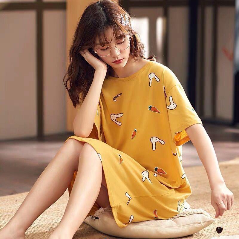 Women's Korean Style Cute Cartoon Maternity Pajamas - Short Sleeve Homewear for Summer