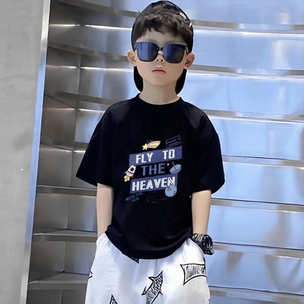 Boys' Trendy Korean Style Pure Cotton Short-Sleeve T-Shirt – Summer Clothing for Middle & Large Children