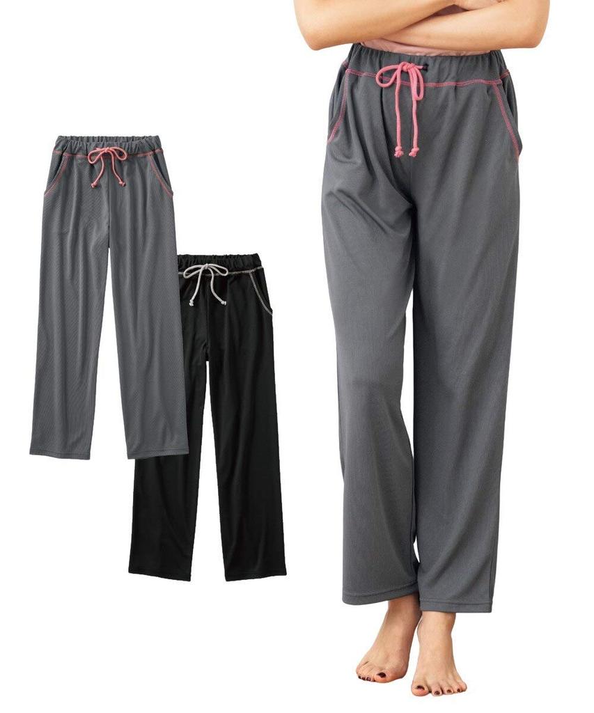 Nissen Jersey Relaxed Long Black and Sizes Pajama/Loungewear Bottoms, Sweat-Wicking, Quick-Drying Pants, 2-Piece Set, Charcoal, 4L-5L