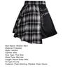 Women Mini Skirt Checkered Print Contrasting Color Pleated Skirt High Waist Metal Chains Belts Decoration Irregular