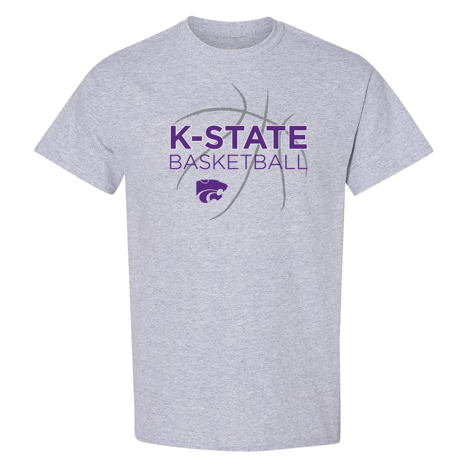 Kansas State Wildcats Basketball Sketch T Shirt - Sport Grey M