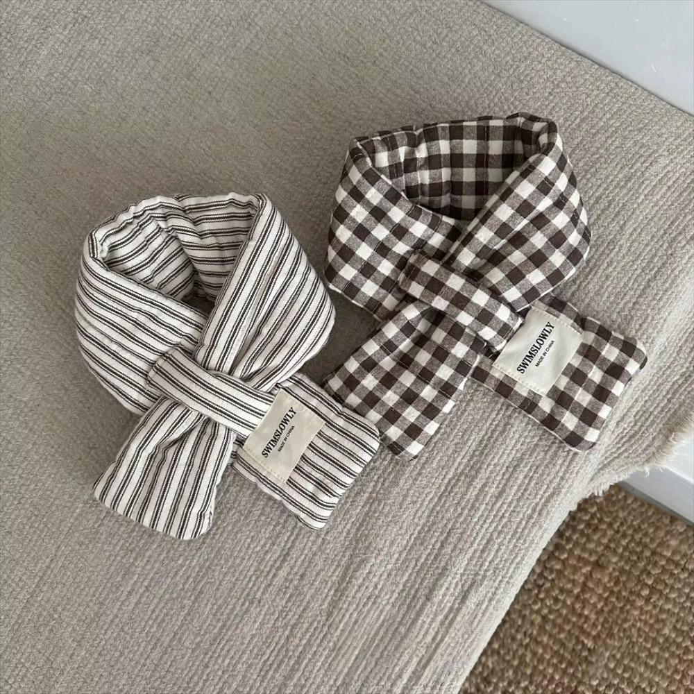Striped Plaid Cross Wrap Scarf 3 Colors Children Scarf Cute Baby Neckerchief  Baby Girls