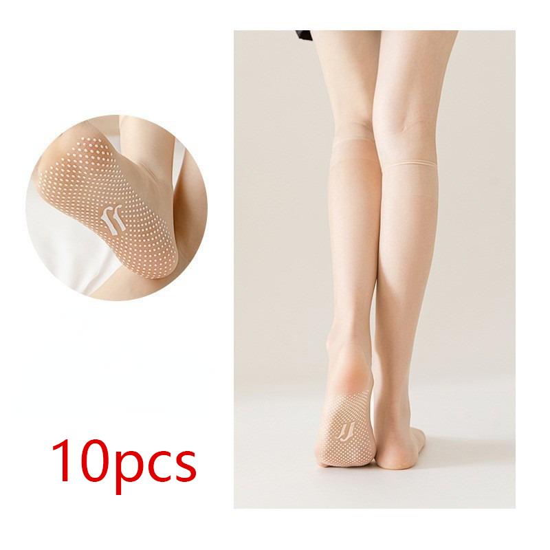 10PCS/Lot Women's Ultra-thin Socks Female Summer Breathable Long Sock Silk Sheer Tights Elastic Transparent Solid Color Stocking