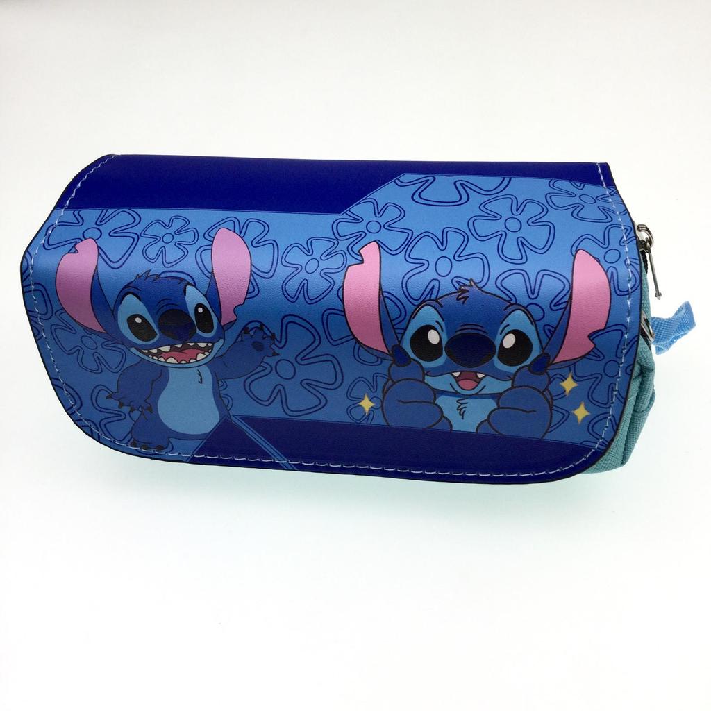 Blue Double-Zipper Lilo & Stitch Large Pencil Case