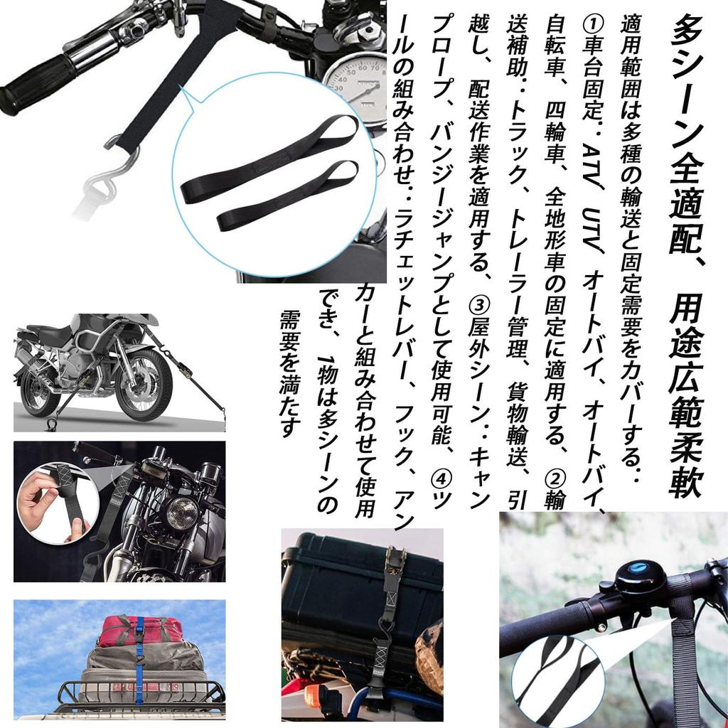 HUIKKJP Tie Down Belts, Set of 8 (Black) 1.0 x 11.8 inches (2.5 x