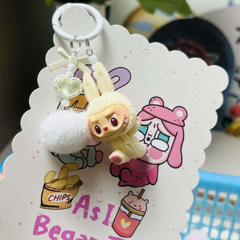 Flocking Mini Yoga Keychain Doll Bag Pendant Cute Schoolbag Gift Hanging Keychain