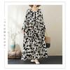 Round Neck Long Sleeve Loose Literary Vacation Style Dress