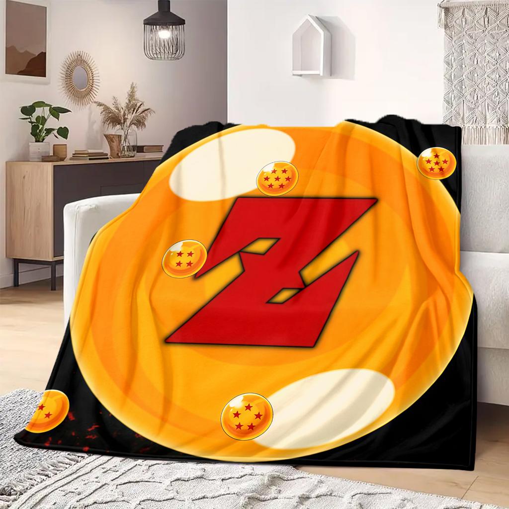 DRAGON BALL Z Logo Print Blanket Warm Comfortable Flannel Blanket Suitable for Bedrooms,Sofas, Beds,Chairs,Travel 35