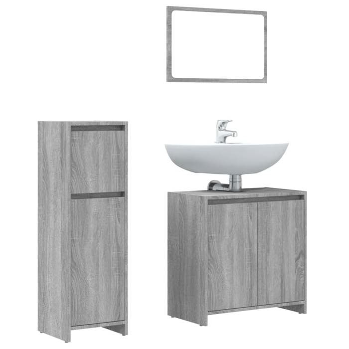 VidaXL Bathroom Furniture Set Storage Cabinet for Sink Bathroom Cabinet Mirror Cabinet 3 Pcs 3143932