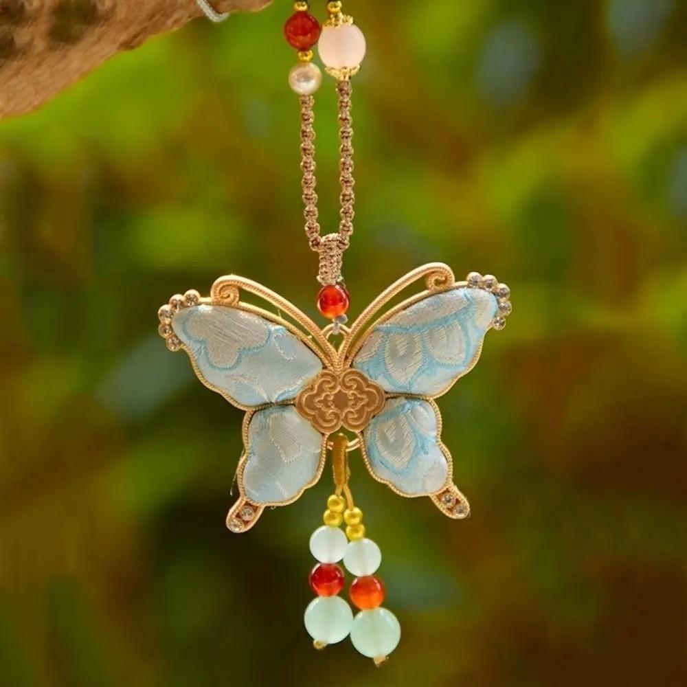 Ethnic Style Brocade Butterfly Necklace Traditional Embroidered Pendant Necklace  Ethnic Fashion