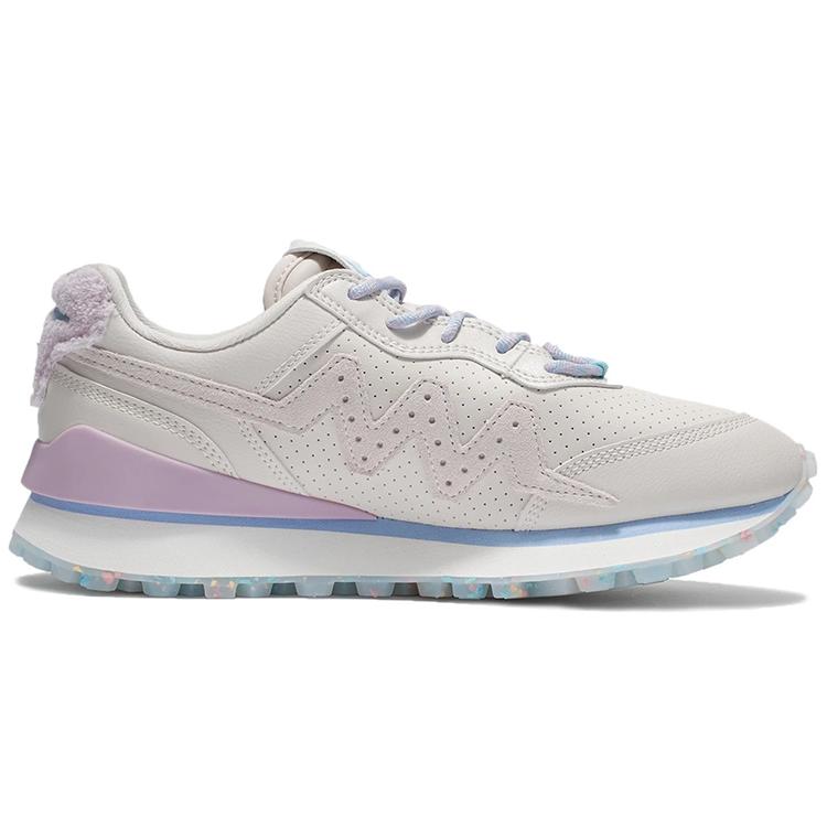 Li Ning Marshmallow Synthetic Leather Cushioning, Wear Resistant Low Top Sports Casual Shoes Women's White Gray ABCS002-2