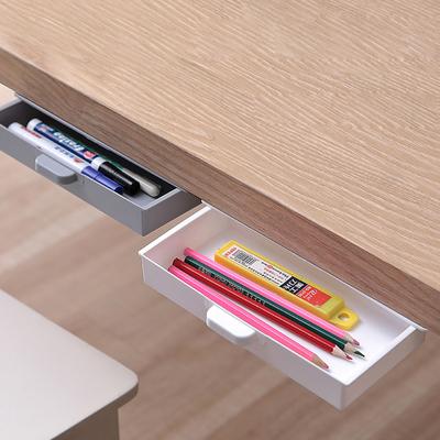 Self-Adhesive Hidden Storage Box Under the Table Makeup Organizer Under Desk Storage Drawer Organizer Box Stationery Storage