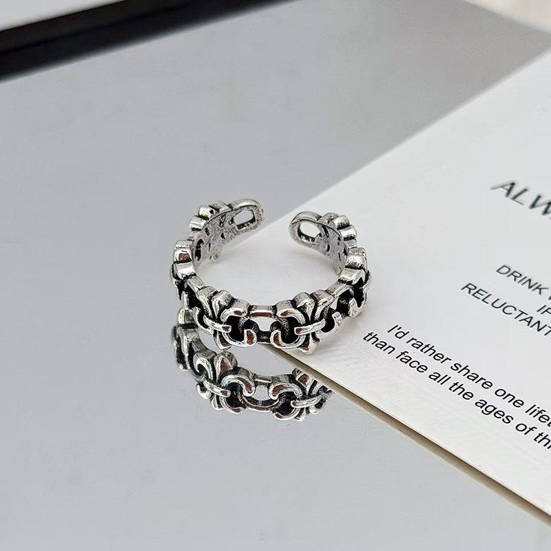 

Vintage Punk Hip Hop Cross Iris Open Ring Vintage Personality Diablo Stacked Wear Niche Ring Adjustable opening