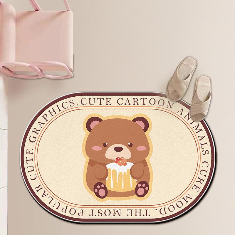 Toilet Cartoon Mat Bathroom Absorbent Mat Toilet Non-slip Door Mat Door Mat Carpet Bedroom Can Be Washed By Hand