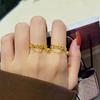 Vietnamese Sand Gold Adjustable Women's Ring, Brass Gold Plated, Korean Style