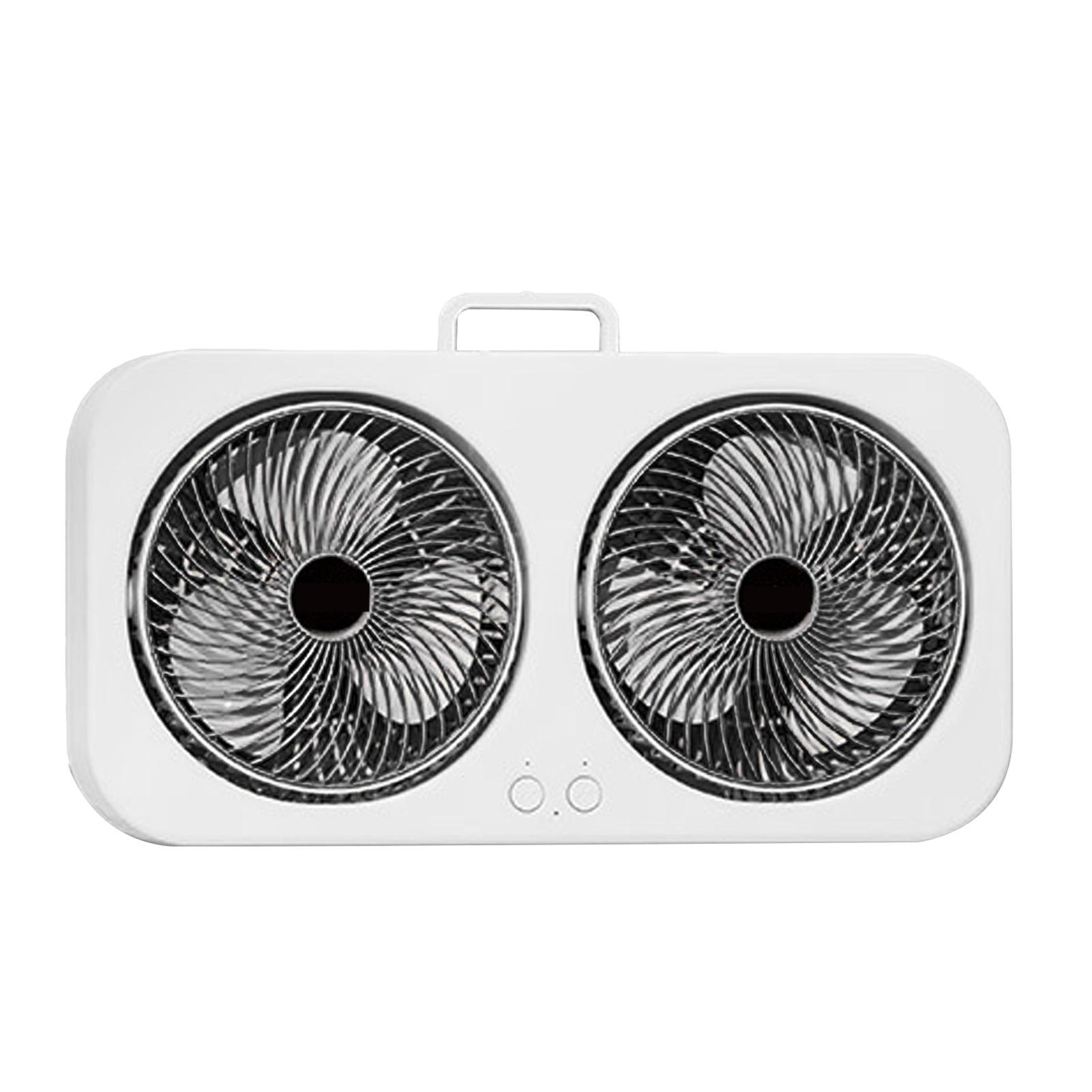 Ventilateur Double sur Table Rechargeable par USB Silencieux Ventilateur à Circulation d'Air avec Moteur sans Balais Contrôle Multi-Vitesses pour Maison Dortoir