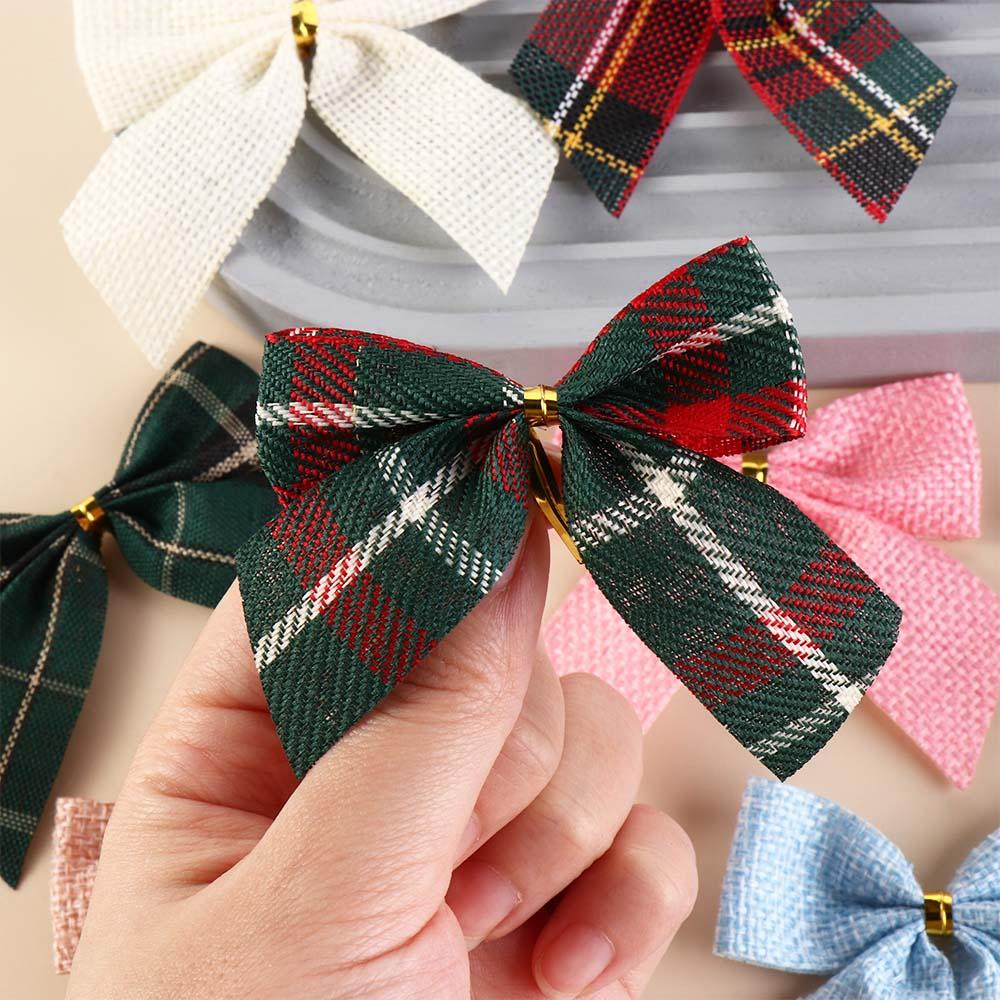 10Pcs/set Various Style Christmas Plaid Bow Plaid Bow Christmas Garland Accessories  Christmas
