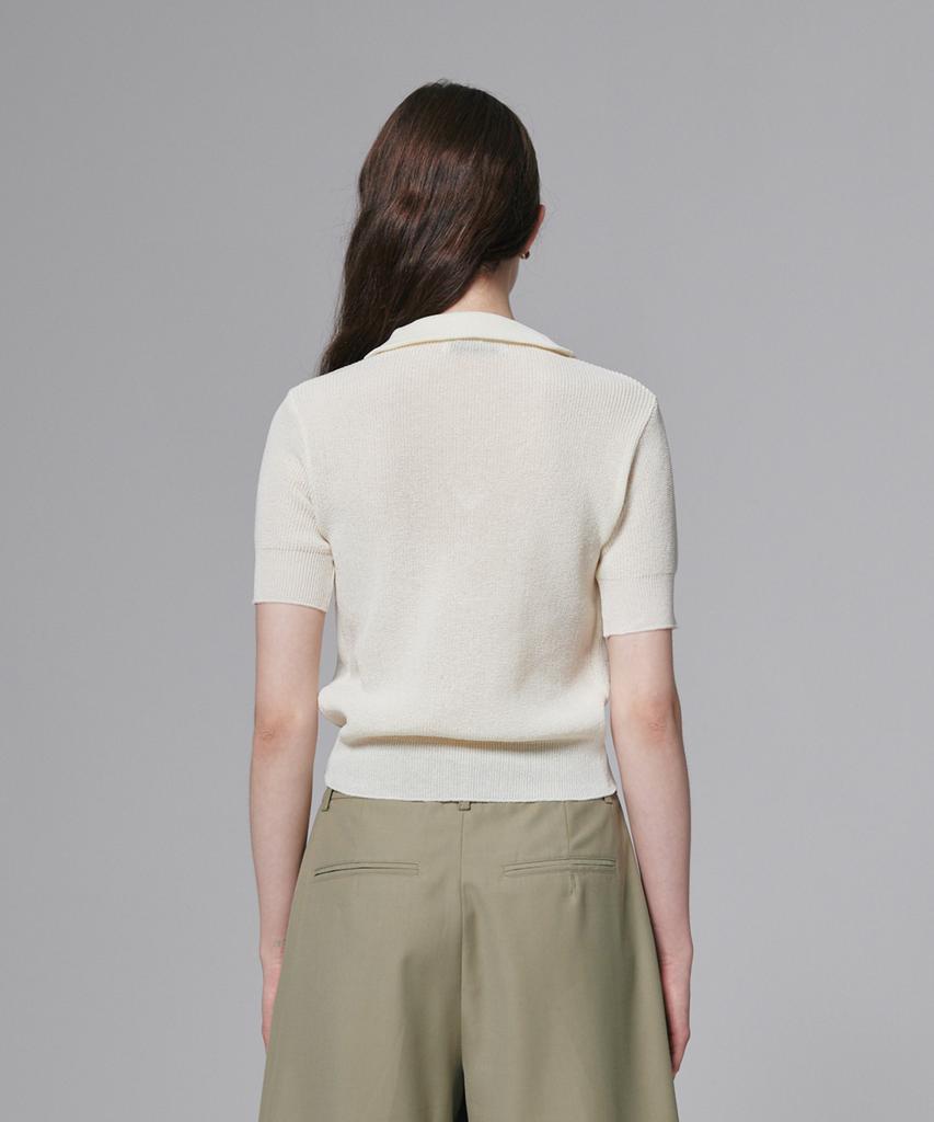 Aussel Half Zip Knit Top Ivory