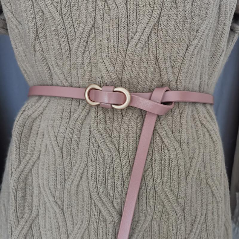 Leather Skinny Waist Belt With Metal Clasp For Fashion Dresses And Jackets