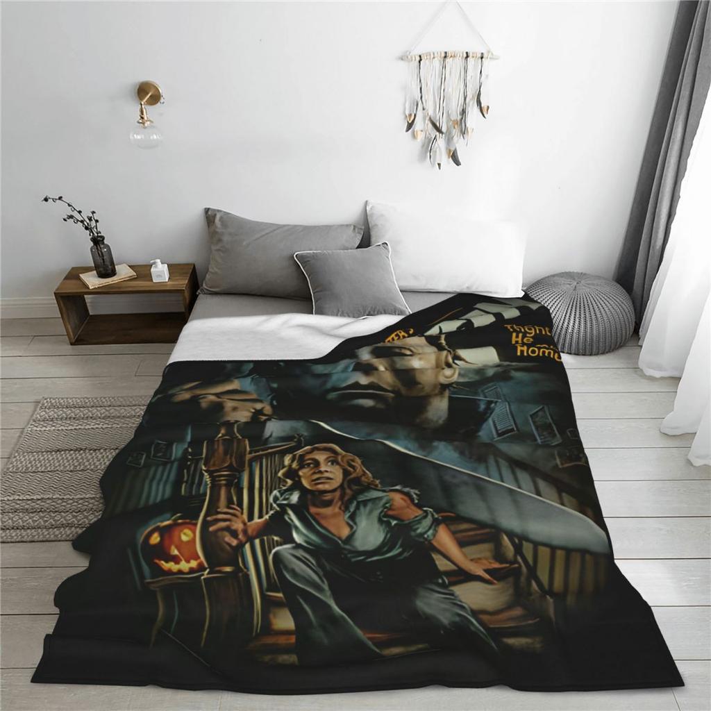 Halloween Michael Myers Coral Fleece Plush Throw Blanket Horror Movie Blankets for Bedding Outdoor Ultra-Soft Plush Thin Quilt