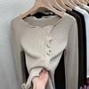Elegantes Damen-Strickoberteil in einfarbigem Design für Übergrößen im Herbst und Winter