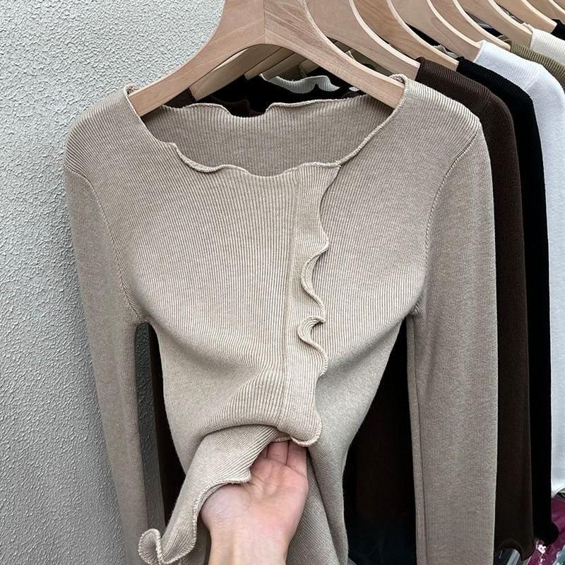 Elegantes Damen-Strickoberteil in einfarbigem Design für Übergrößen im Herbst und Winter