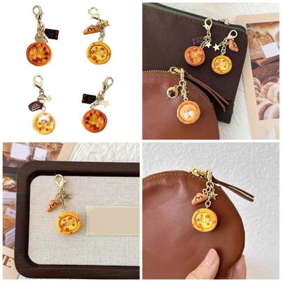 Original Egg Tart Buckle Keychain Unique Creative Designs Sturdy Alloy Resin Materials for Backpack Decoration