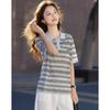 Women's Retro Striped Polo Knit Top