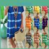 Elegant Plus Size Womens Summer V-neck Midi Dress For Casual Beach Days