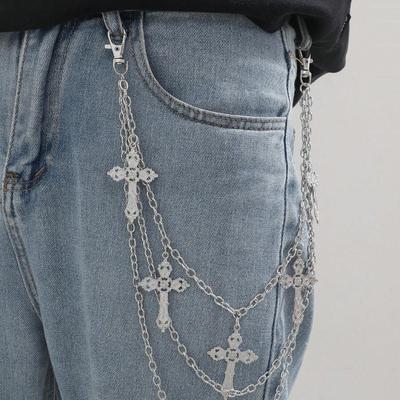 1pc Men Cross Pendant Multi-Layered Metal Fashion Accessory Hip Hop Punk Style Chain For Pants Street Halloween Autumn-Winter Accessories