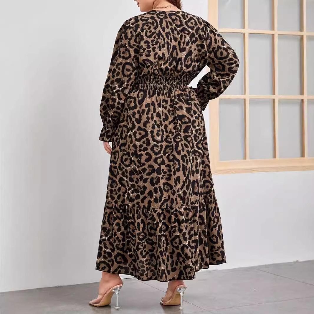 Осеннее платье с цветочным принтом и оборками на рукавах Платья больших размеров 5XL — фото 4