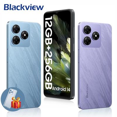 Blackview WAVE 8, išmanusis telefonas su Android 14, 12 GB RAM, 128 GB/256 GB ROM, 6,56 colio HD+ ekranas, 5000 mAh greitas įkrovimas