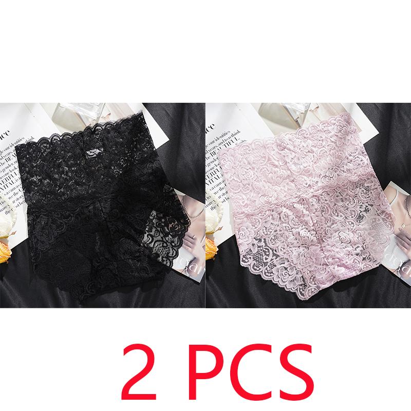 

2 шт. Сексуальные трусики для женщин, с цветочным кружевом, с высокой талией, утягивающие, женские бесшовные трусы M