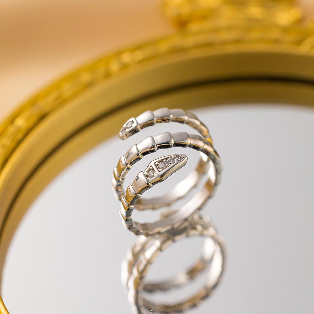 Exquisite super flash zircon ring for girls, light luxury, high-end sense opening adjustable ring, simple real gold electroplating
