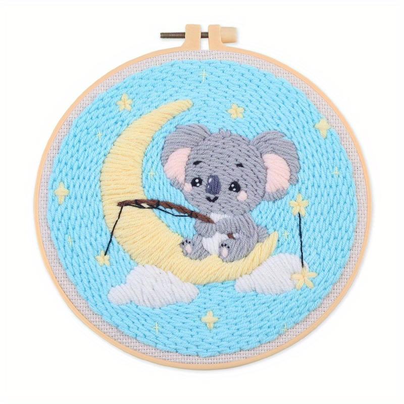 1-piece mouse embroidery DIY punch stitch craft kit (including tools)