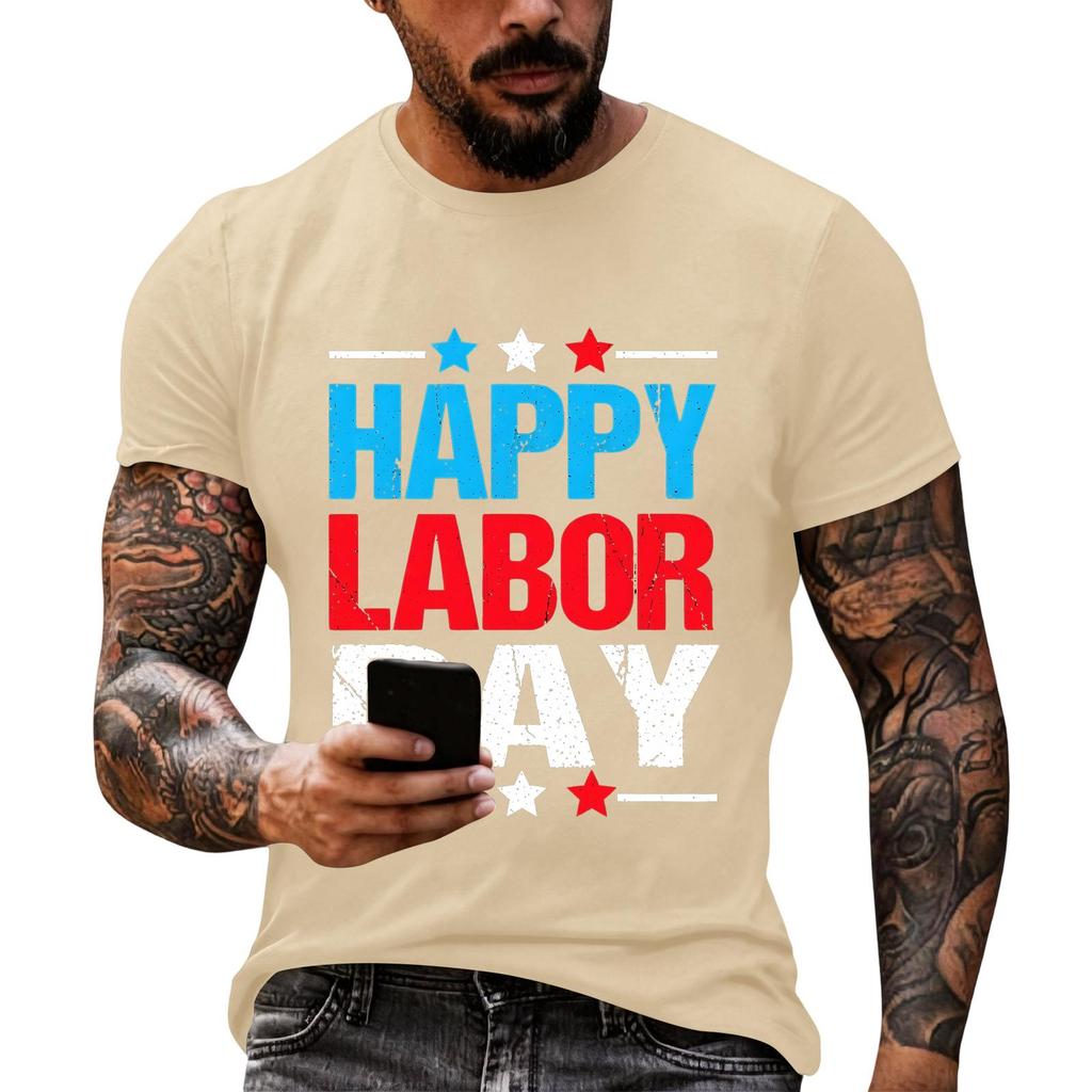 Men's Casual Loose Fit Short Sleeve T-Shirt Crew Neck Printed Graphic Tee Summer Top for Everyday Wear