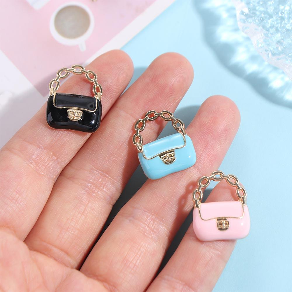 Fashion Doll Miniature Bag Black/White Dollhouse Mini Metal Chain Bag Home Decoration
