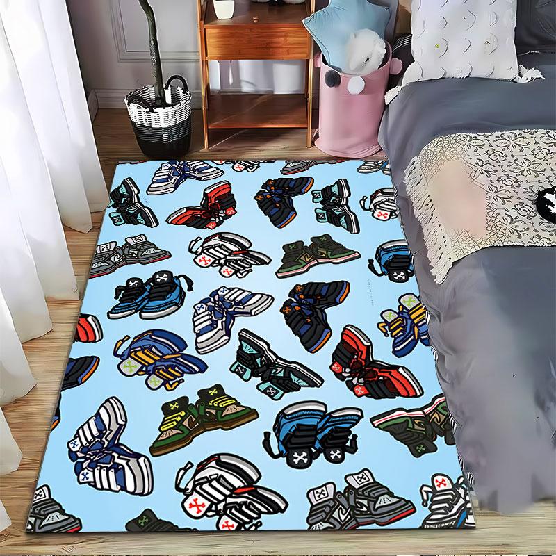 Sneaker Pattern Cartoon Carpet Suitable As a Non-slip Mat for the Living Room or Bedroom Sofa