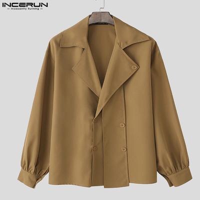 Oversized Mens Lapel Neck Long Sleeve Button Down Casual Shirts